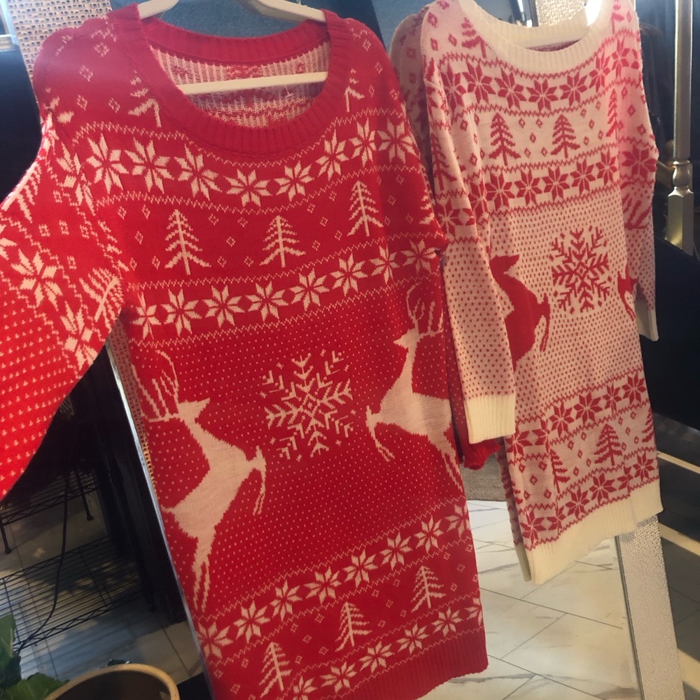 Red and White Women's Holiday Sweater. Sold Together